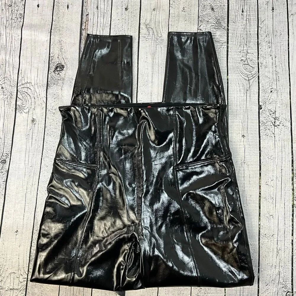 SPANX Patent Faux Leather Black Leggings